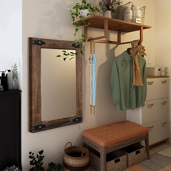 Farmhouse Rustic Mirror Wood Framed - Image 9