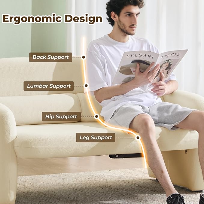 Furnimart Modern Loveseat Sofa, Comfy Upholstered Minimalist Couch, Small - Image 9