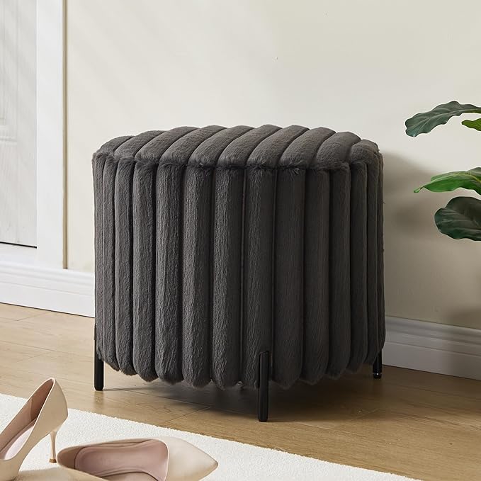 Furniliving Modern Round Ottoman, Large Size Bedroom Ottoman Footstool Round by FurnilivingFurnitureforHome