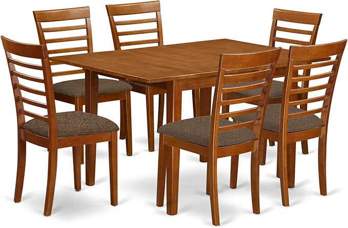 East West Furniture Milan 7 Piece Kitchen Set Consist of a Rectangle Table by EastWestFurniture