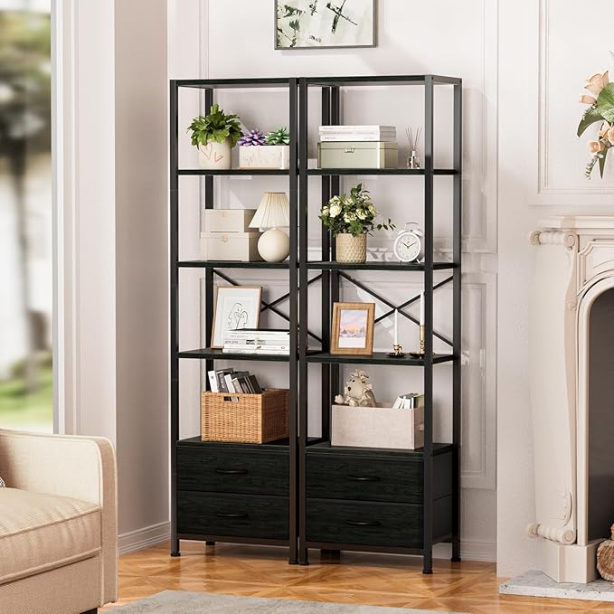 Furnulem 5-Tier Corner Shelf, Narrow Bookshelf - Image 9