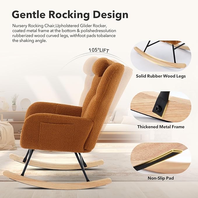 Nursery Rocking Chair, 300Lb Glider Chair - Image 4