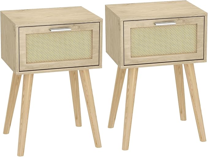 LAATOOREE Bedside Table Set of 2, Boho End Table by LAATOOREE
