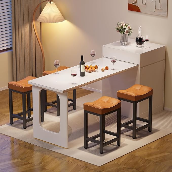 Dripex Backless Saddle Bar Stools Set of 3, Modern Faux Leather 24'' Counter - Image 7
