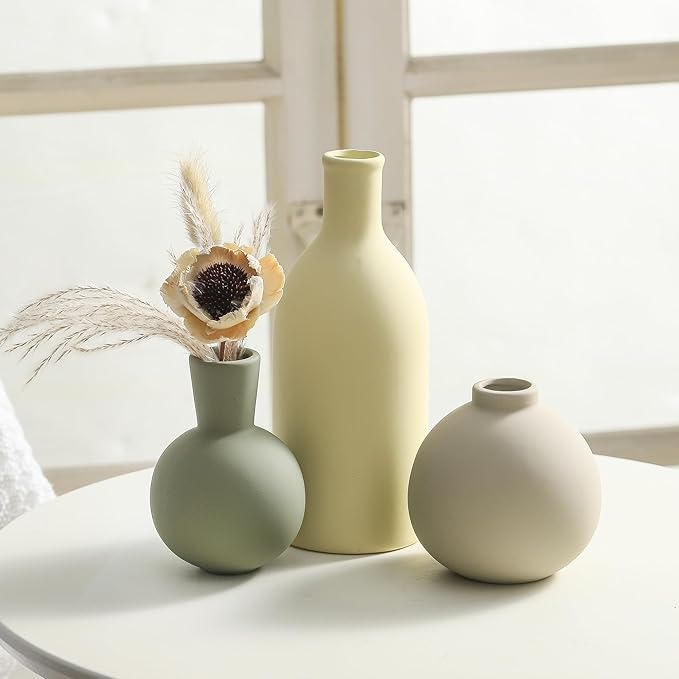 Vase Set of 3, Ceramic Vases Home Decor Flower Decorative Table Decor Vase - Image 6