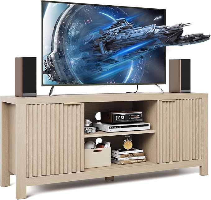 GarveeHome 59" TV Stand for TVs Up to 65 Inches, Mid Century Modern TV by GarveeHome