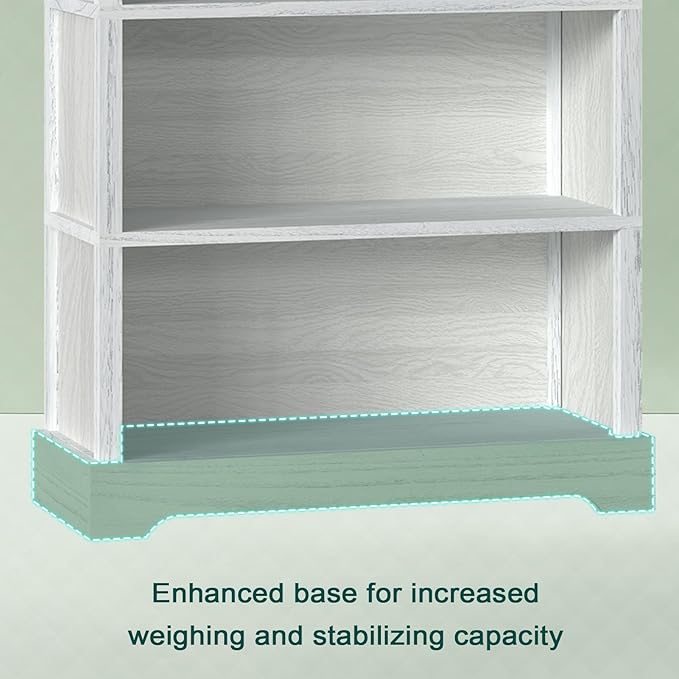 TVU 5-Shelf Wood Bookcase, 65 Inch Tall Bookshelf - Image 7