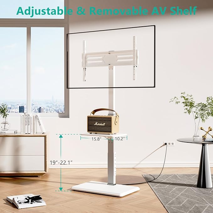 WALI Floor TV Stand with Power Outlet & AV Shelf, Tall TV Stand Mount - Image 4