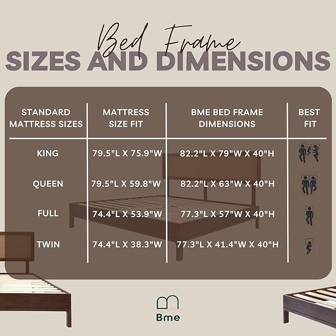 Bme Nipe Queen 14 Inch Bohemian Bed Frame - Image 5