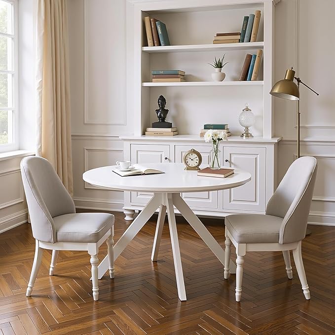 Round Dining Table for 4, 47 Inch Modern Dinner Table Small Round Dining Room - Image 5