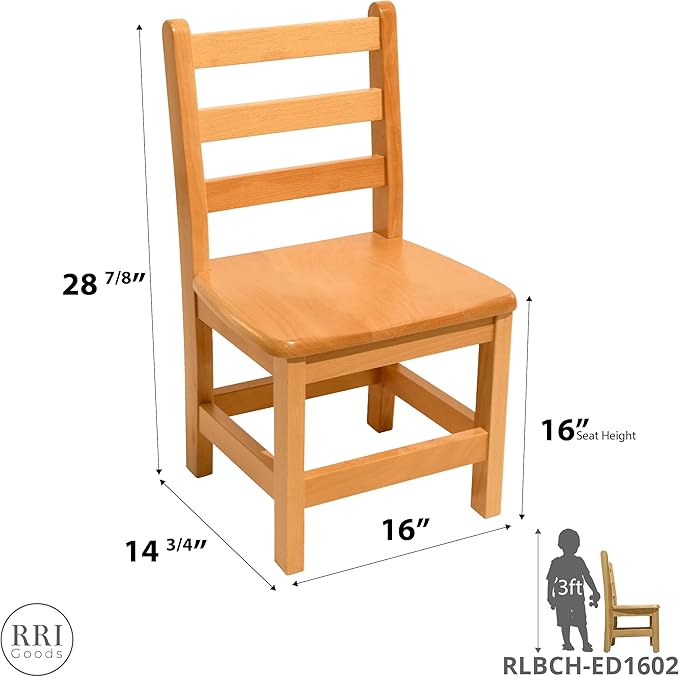 Kids Wooden Chair Set, Fully Assembled Youth Ladderback Wood Chairs - Image 2