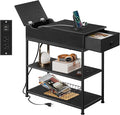 WLIVE Narrow Side Table with 2 USB Ports and 2 Outlets, Flip Top End Table with by WLIVE
