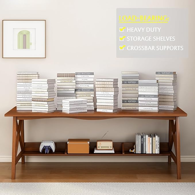 Extra Long Desk with Bookshelf - Image 6