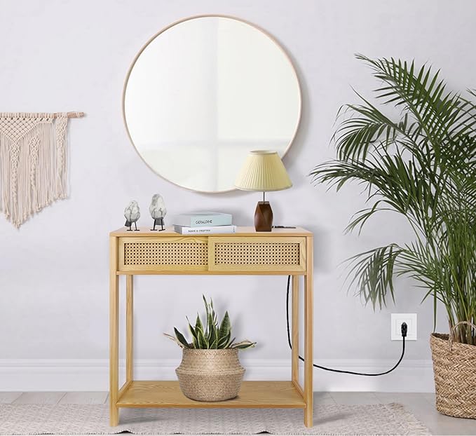 Console Table with Charging Station, Small Vanity Desk - Image 2