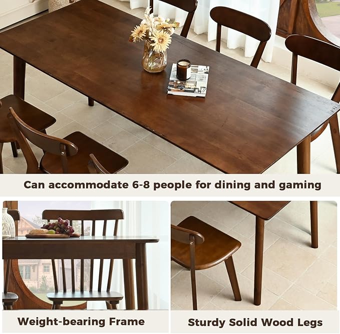 DELAVIN 70.8" Large Solid Wood Dining Table - Image 4