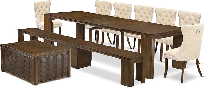 X07DA-BC8-32 10-Pc Kitchen Table Set includes an Extendable Rectangle Kitchen - Image 2
