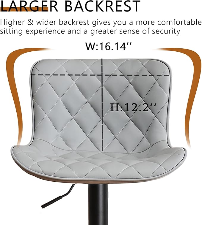 YOUNUOKE Bar Stools Set of 2 Faux Leather Barstools - Image 2