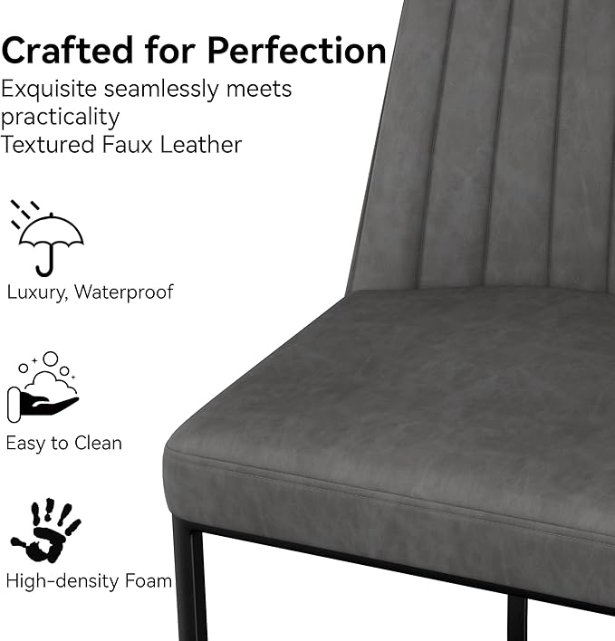 Bar Stools Set of 4, Faux Leather Counter Height Barstools, Upholstered Kitchen - Image 4
