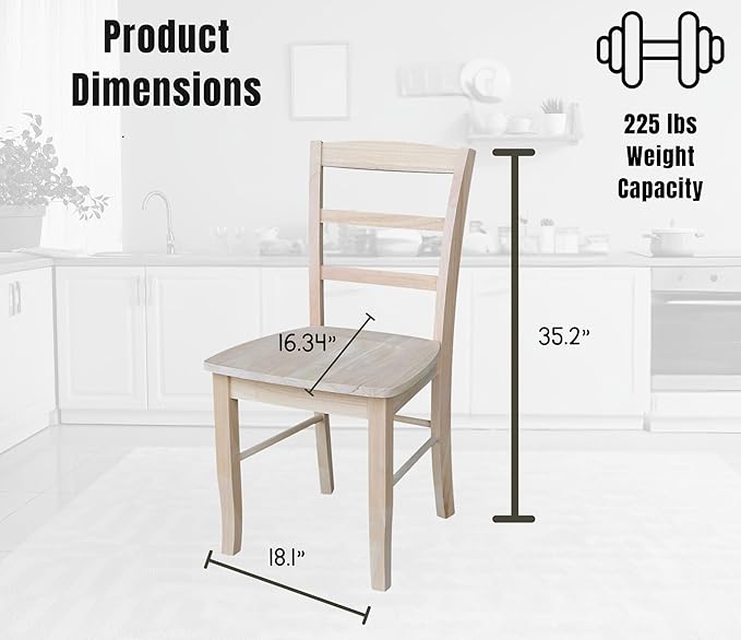 Set of Two Madrid Ladderback Dining Chairs, Unfinished - Image 3