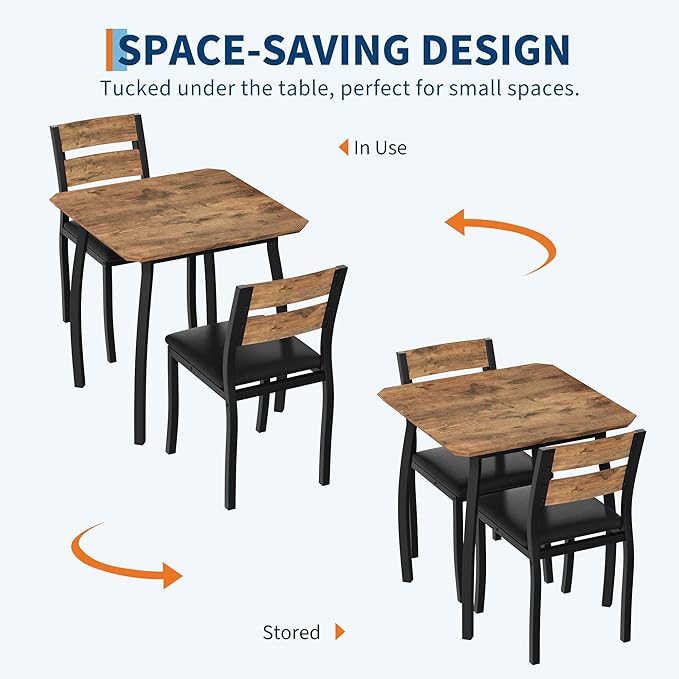 Small Dining Table Set for 2, 3-Piece Kitchen Table Set - Image 3