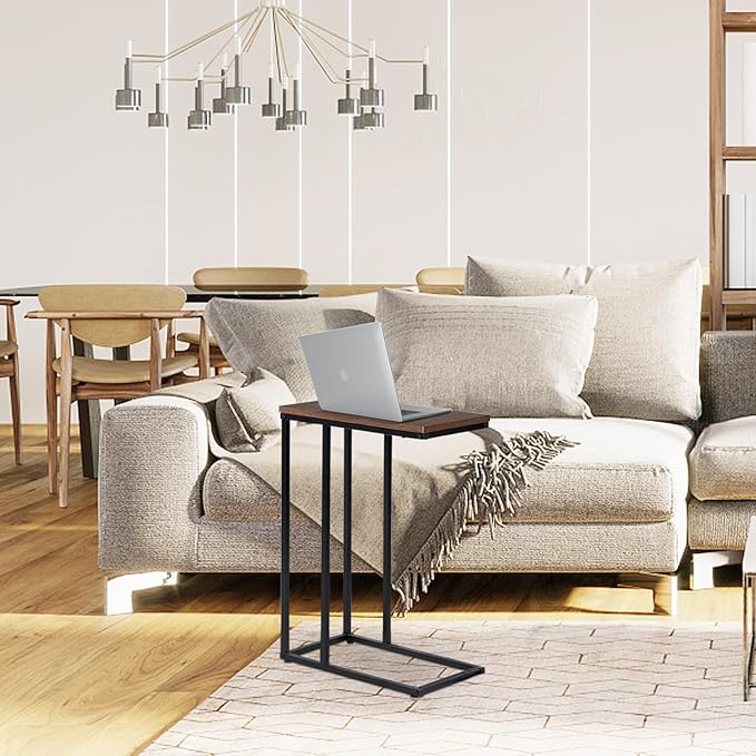C-Shaped End Table, for Living Room, Small Spaces, TV Tray Couch Side Tables - Image 2