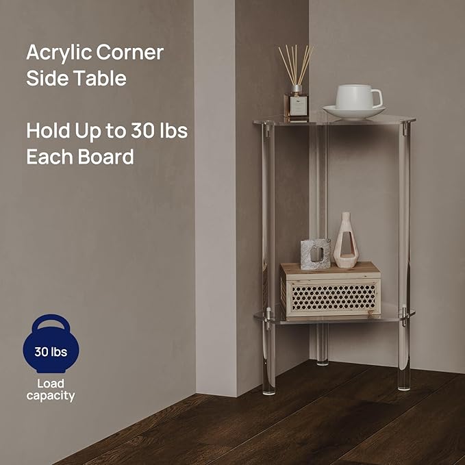 HMYHUM Clear Acrylic Triangle End Table, Corner Side Table - Image 4
