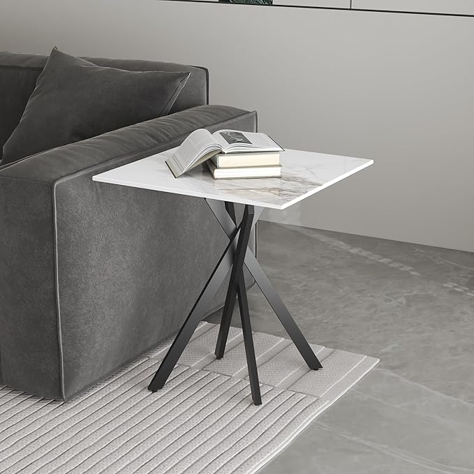 White Marble Side Coffee Table by NIERN