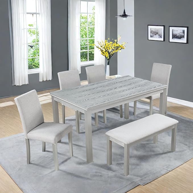 Dining Table Set, 6-Piece Kitchen Table & Chair Set - Image 4