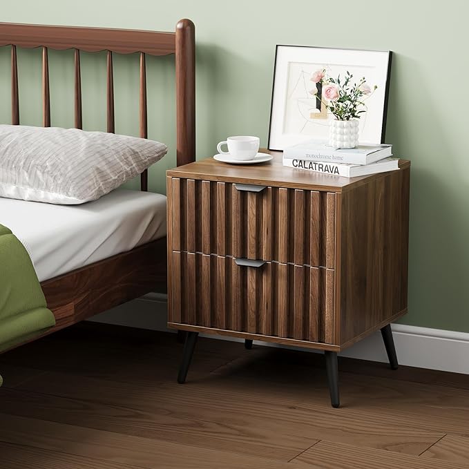 Nightstands, Walnut Fluted Night Stand, Mid Century Modern Nightstand, Bedside - Image 6