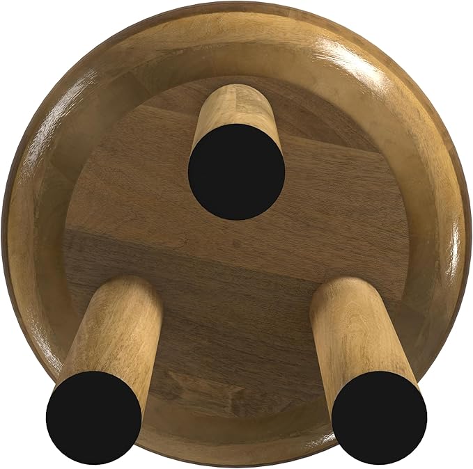 Natural Mango Wood 3-Leg End/Side Round Table - Image 6