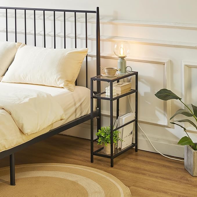 IBUYKE Narrow Side Table with Storage Shelf, 3 Tier Slim End Table, Modern Sofa - Image 2