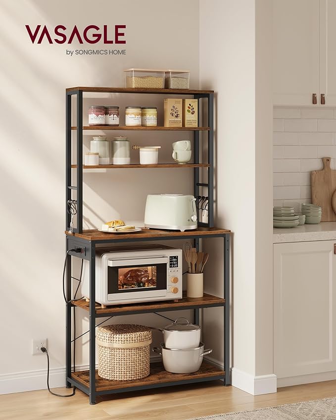 VASAGLE Bakers Rack with Power Outlet, 31.5 Inches Coffee Bar - Image 2