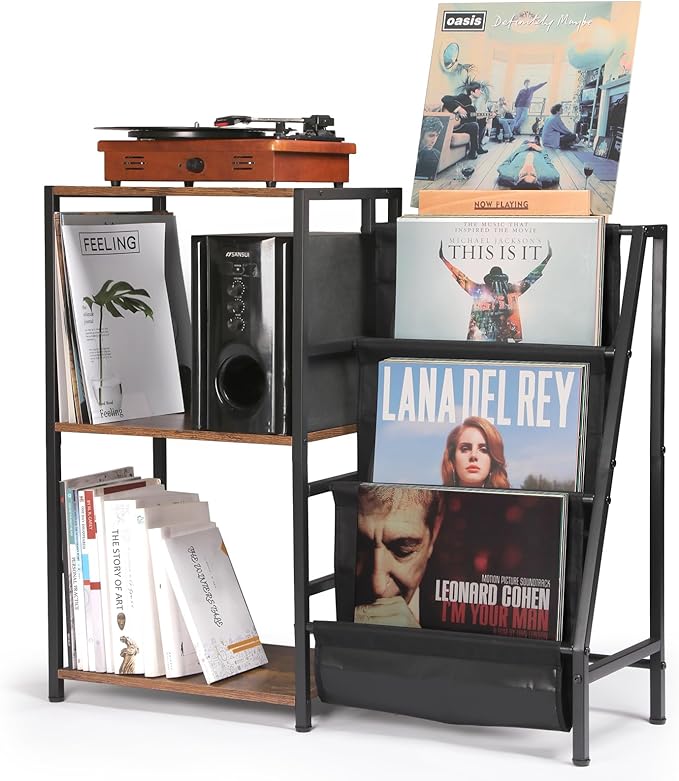 Record Player Stand, 3-Tier Vinyl Record Storage, Turntable Stand by HYCFYJR