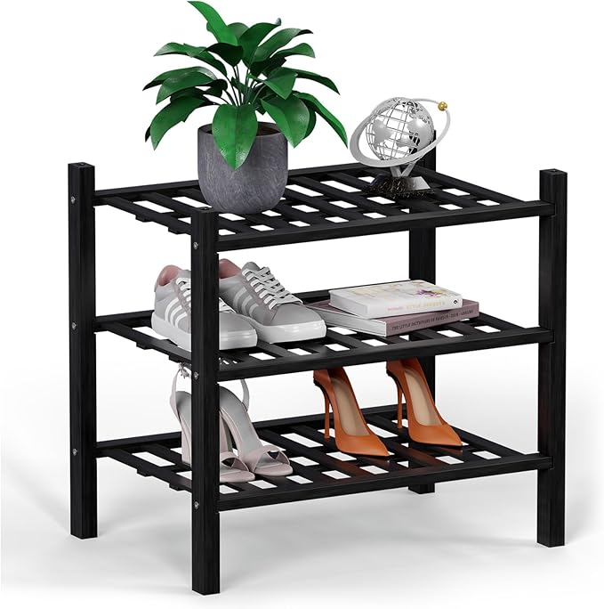 Haddockway small 3 Tier Bamboo Shoe Rack Storage Organizer, Small Space by Haddockway