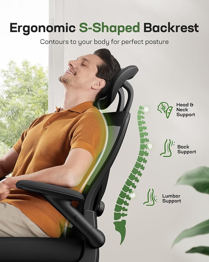 Marsail Ergonomic Mesh Office Chair High Back Desk Chair Adjustable Lumbar - Image 5