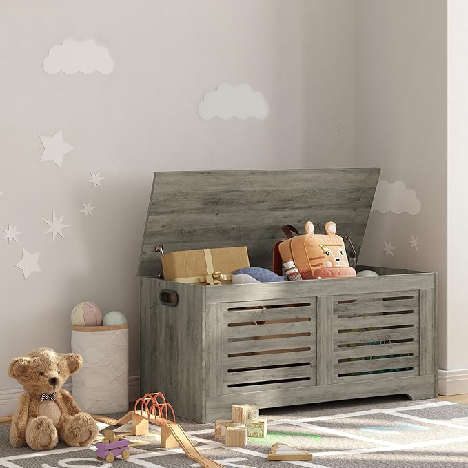 DINZI LVJ Storage Chest, 43.3” Wooden Toy Box - Image 3