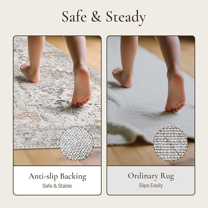 GENIMO 2x7 Area Rugs for Living Room, Machine Washable Non Slip Vintage Retro - Image 9