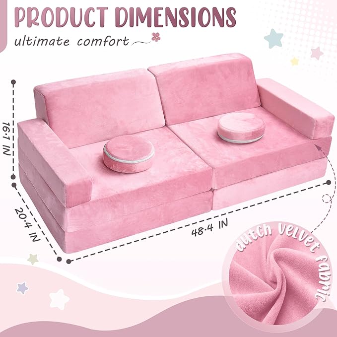 10Pcs Kids Play Couch, Toddler Sofa, Modular Kids Couch - Image 3