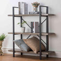 HSH 3-Shelf Bookcase, Rustic Gray 3 Tier Bookshelf, Vintage Industrial Wooden by HOMESWEETHOME