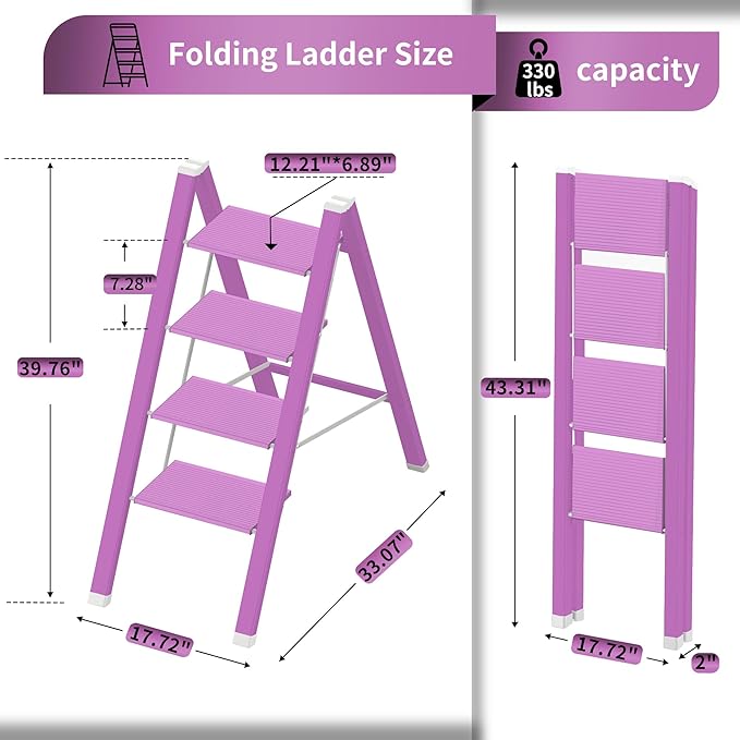 4 Step Lightweight Folding Ladder - Image 3