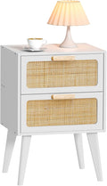 Rattan Nightstand, Wood End Table, Side Table by YAUKOMEL