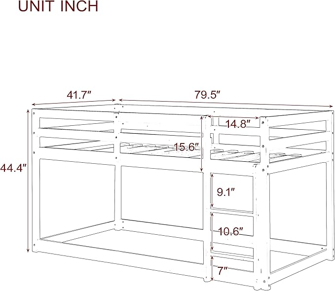 HomSof Twin Over Twin Low Floor Loft Bed - Image 9