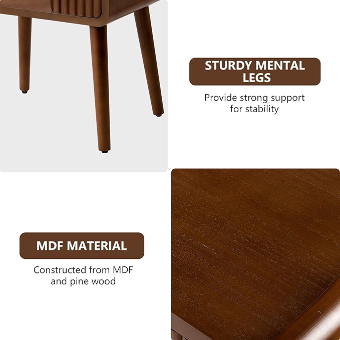 COSIEST Mid Century Modern Nightstands Set of 2, MCM Vintage Bedside Tables - Image 4