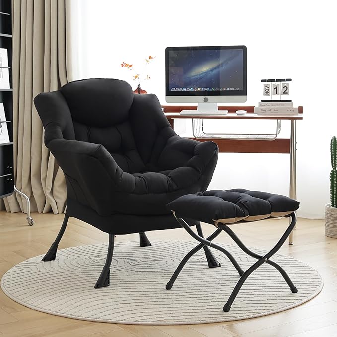 LITA Lazy Chair With Ottoman, Modern Accent Leisure Upholstered Sofa, - Image 2