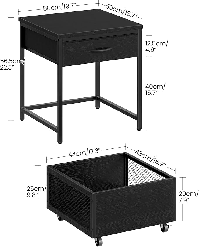 End Table, 19.7 Inch Square Side Table, Mini Fridge Stand - Image 3