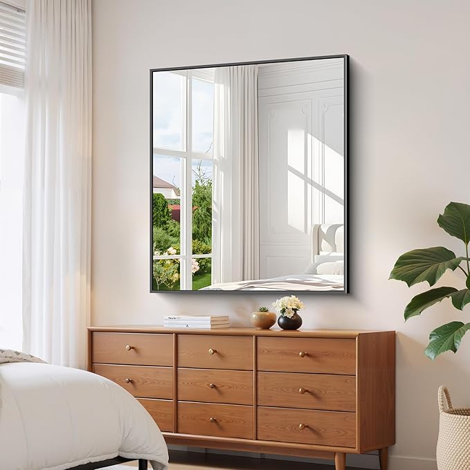 YIROMAN Bathroom Mirror for Wall 48"x40", Large Matte Black Bathroom Mirror - Image 4