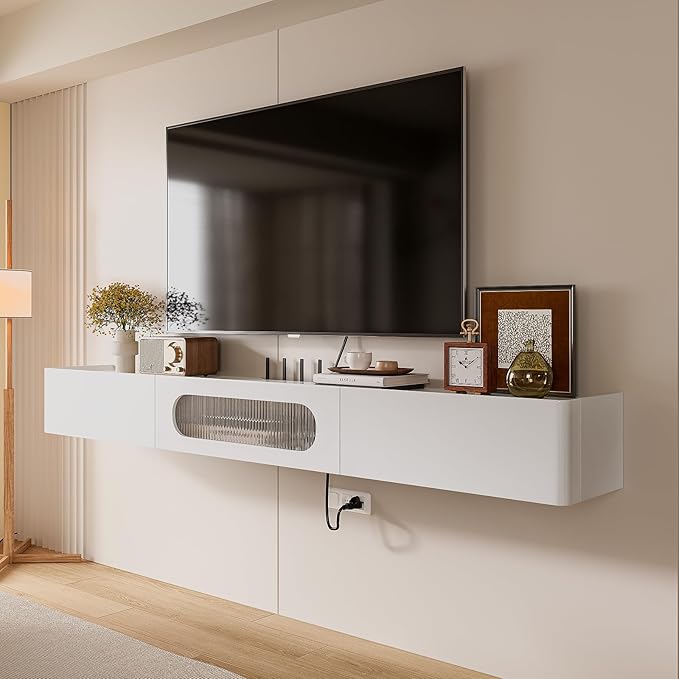 Floaticase Floating TV Stand, 70IN Fully Assembled Hign Gloss Wall Mounted TV by FloatiCasa