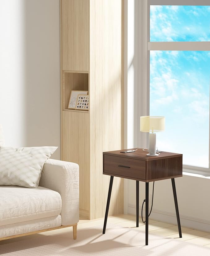HAIOOU Set of 2 Mid Century Nightstand - Image 7