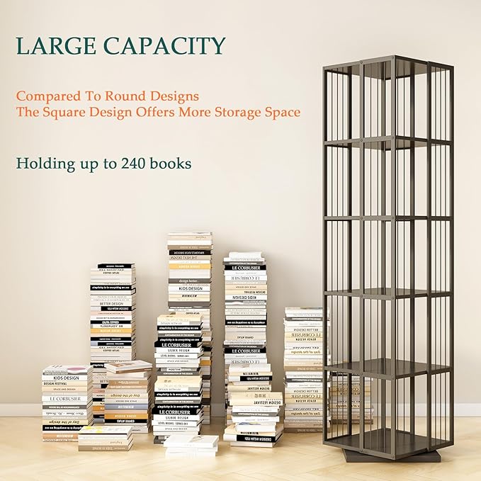 Square Rotating Bookshelf Tower - Image 3