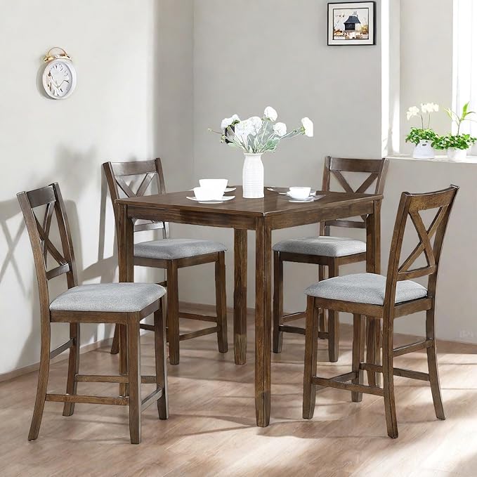 Dining Table Set for 4, Modern 5 Piece Dining Room Table Set - Image 6